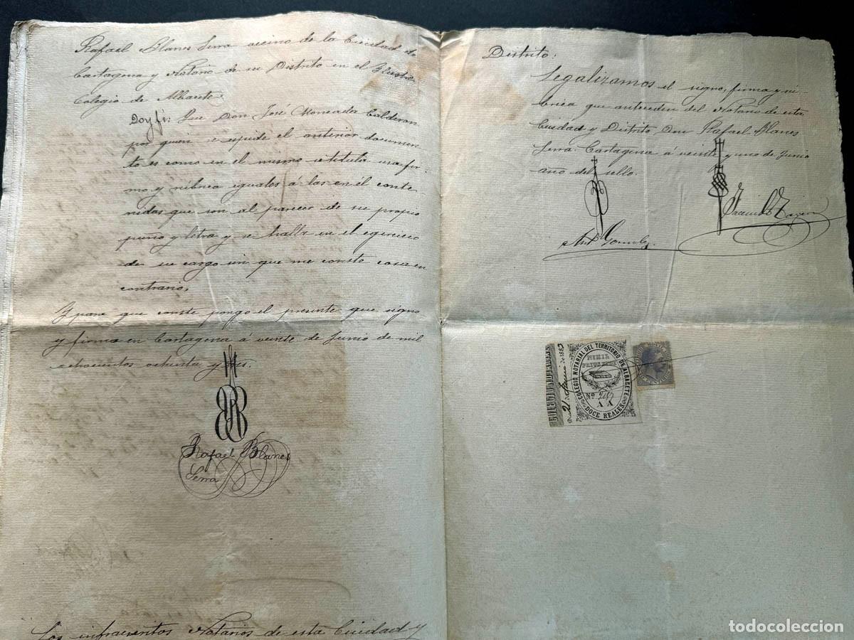 Manuscritos antiguos: DOCUMENTOS A&Ntilde;OS 1883 - 1885 / BARCELONA - MADRID / SELLO NOTARIAL ALBACETE / 12 P&Aacute;GINAS