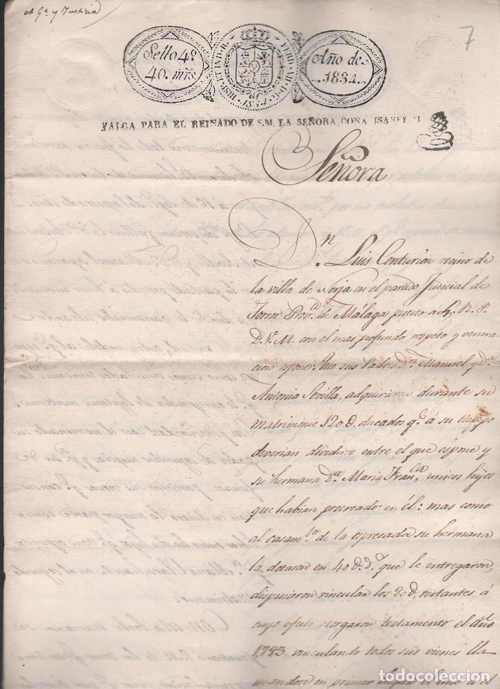 Manuscritos antiguos: L18-4-7 TIMBROLOGIA.-Sello 4&ordm; de 40 Maravedis - A&ntilde;o 1834 -ISABEL II de Borb&oacute;n, llamada LA DE LOS TRI