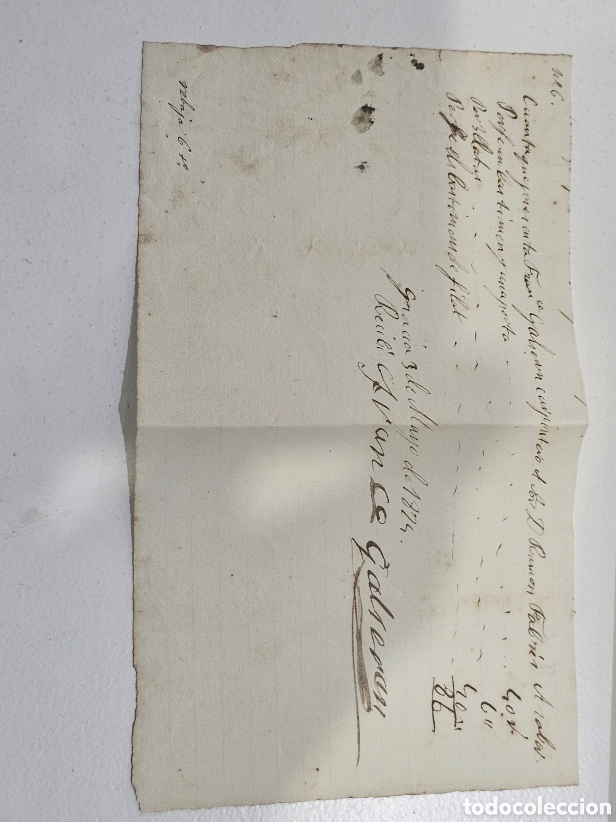 Manuscritos antiguos: Documento 1874 &ndash; Recibo / Cuenta de carpintero (Gracia / Barcelona) Francisco Galceran Ramon Fabr&eacute;s