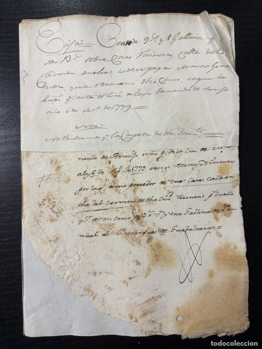 Manuscritos antiguos: &Eacute;CIJA. CENSO DE 1779: 9 REALES Y UNA GALLINA. EXTRACTO. MARQU&Eacute;S DE GUADALC&Aacute;ZAR