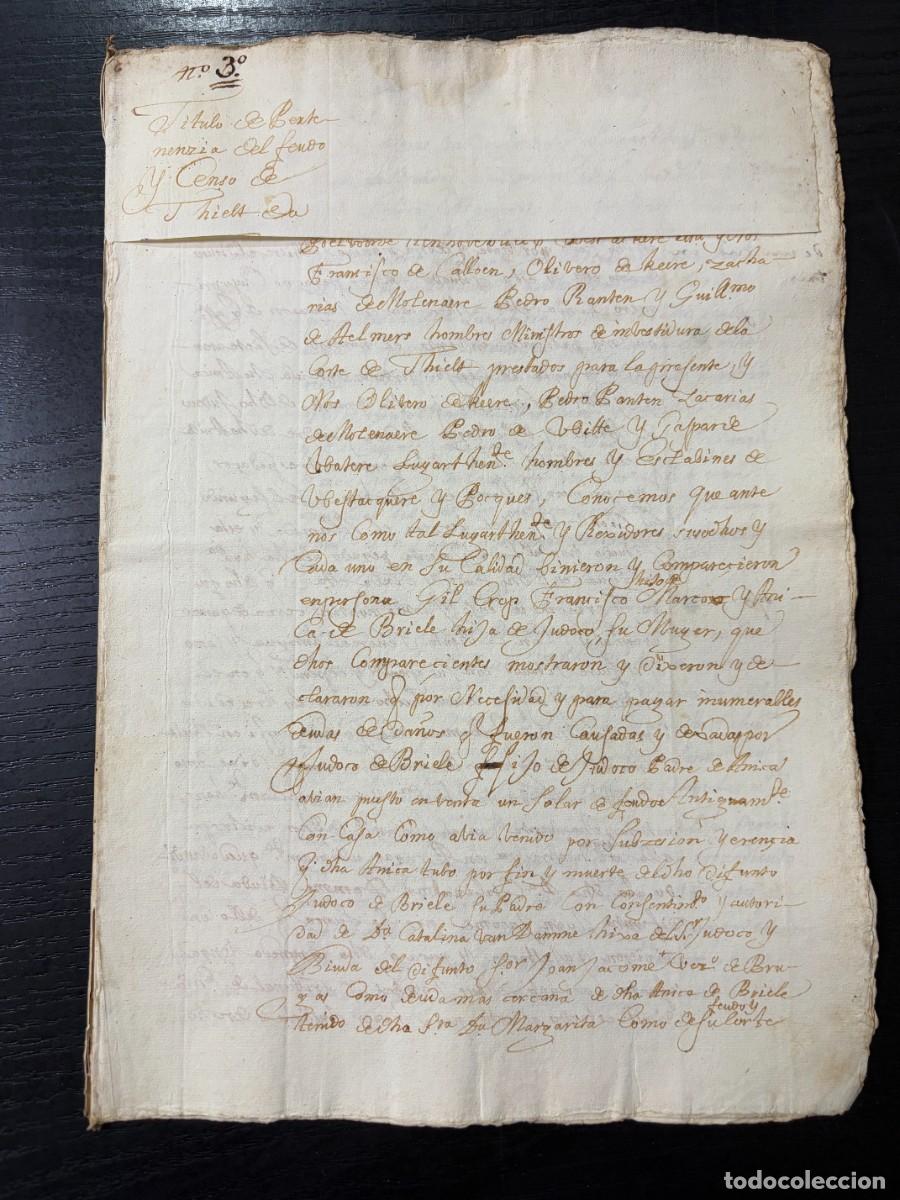 Manuscritos antiguos: FLANDES, 1548-1640. FEUDO Y CENSO DE THIELT. CATALINA VAN DAMME Y ADRI&Aacute;N J&Aacute;COME