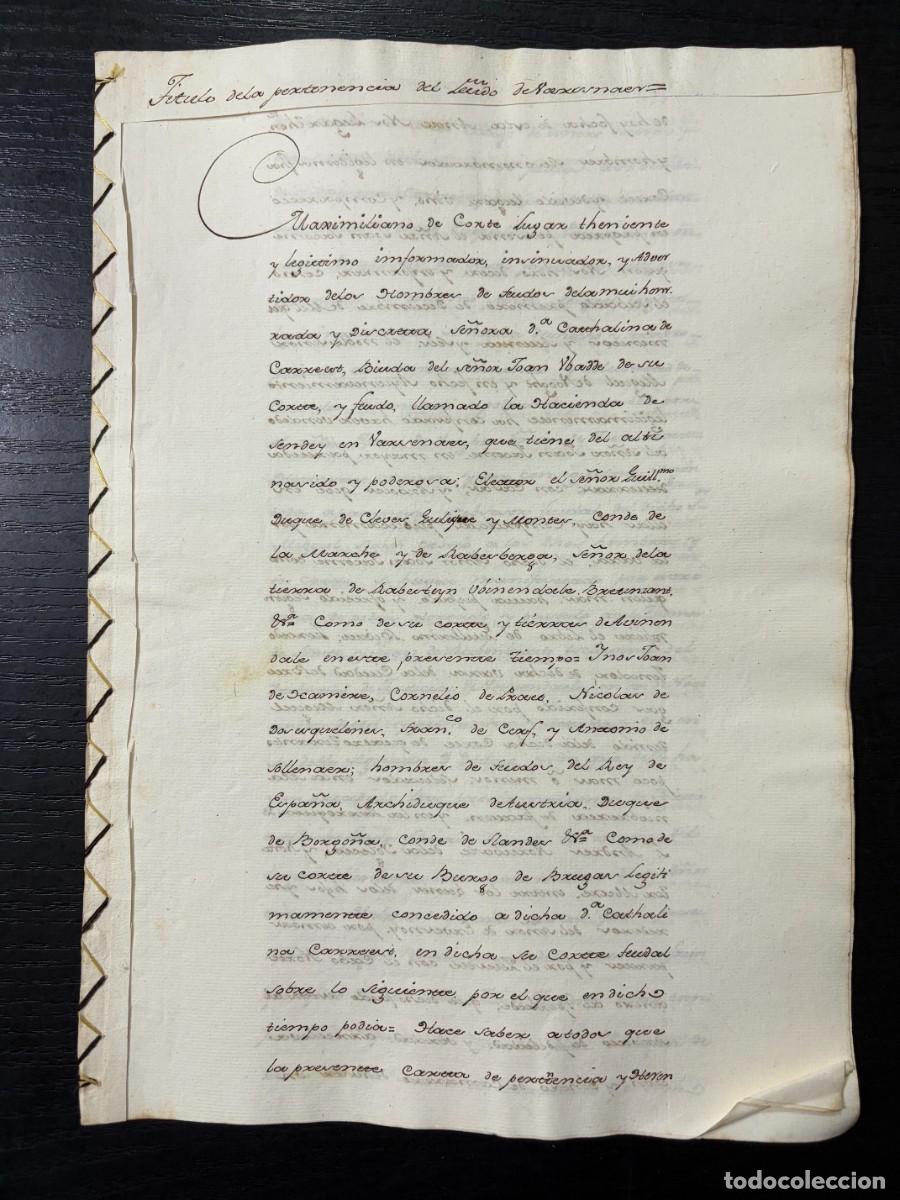 Manuscritos antiguos: FLANDES, 1586. FEUDO DE DUDZEELE. ADRI&Aacute;N J&Aacute;COME DE SEVILLA. BRUJAS. LEER