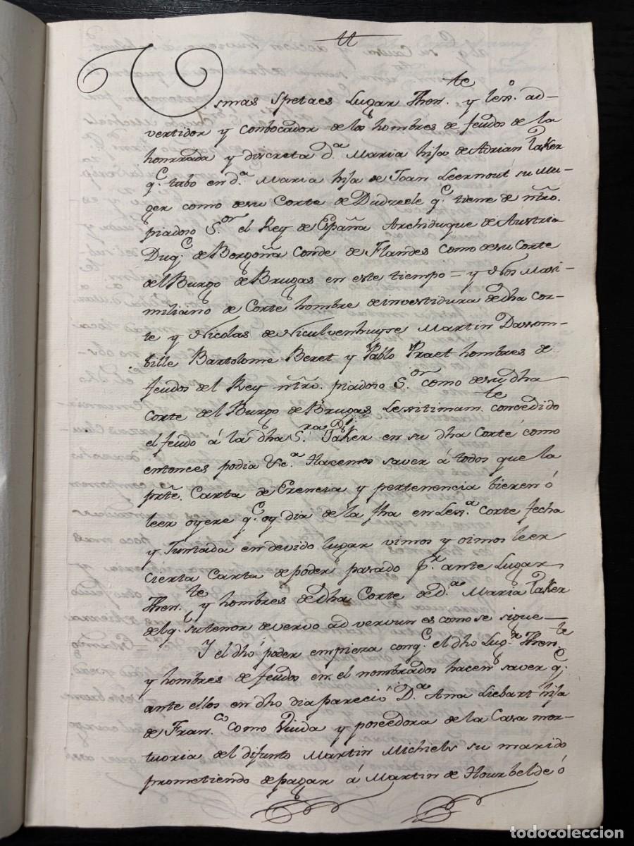 Manuscritos antiguos: FLANDES, 1586. FEUDO DE DUDZEELE. ADRI&Aacute;N J&Aacute;COME DE SEVILLA. BRUJAS. LEER - Foto 2
