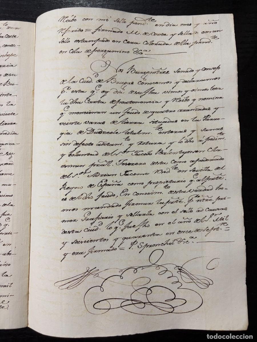 Manuscritos antiguos: FLANDES, 1586. FEUDO DE DUDZEELE. ADRI&Aacute;N J&Aacute;COME DE SEVILLA. BRUJAS. LEER - Foto 8