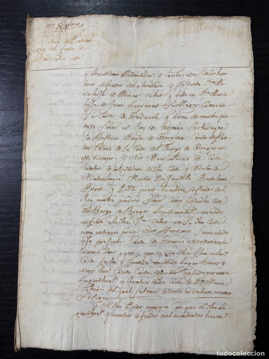 Manuscritos antiguos: FLANDES, 1586-87. FEUDO DE DUDZEELE. ADRI&Aacute;N J&Aacute;COME DE SEVILLA. BRUJAS. LEER - Foto 1