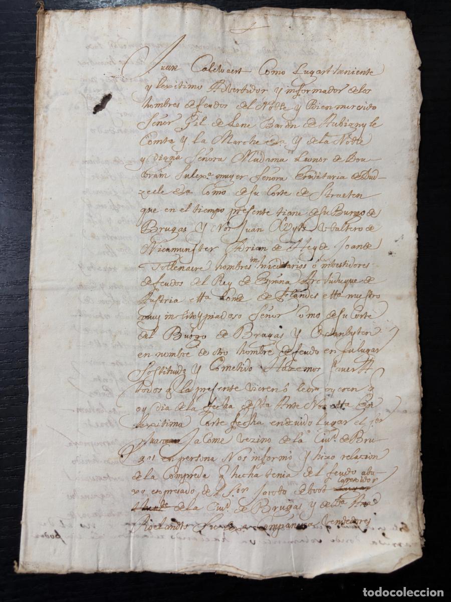 Manuscritos antiguos: FLANDES, 1578-1640. MANUSCRITO SOBRE FEUDO EN BRUJAS. ADRI&Aacute;N J&Aacute;COME, SEVILLA. LEER