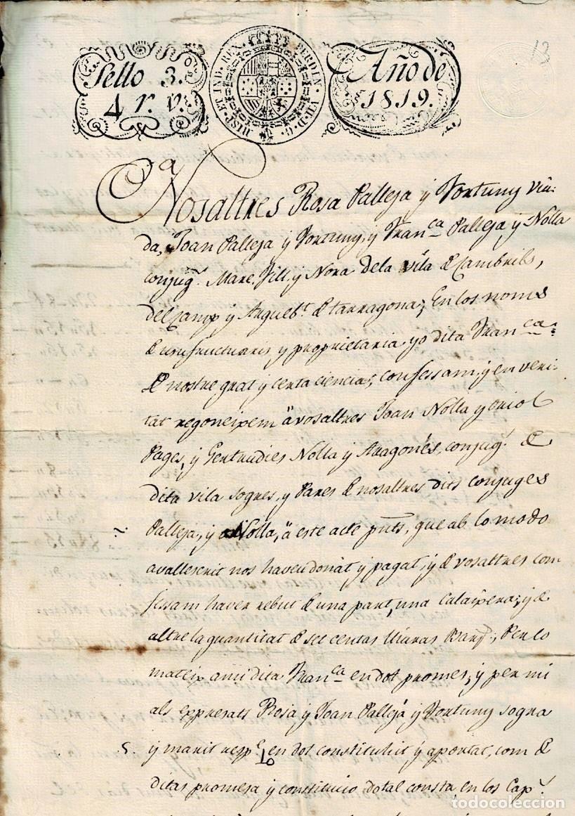 Manuscritos antiguos: L18-4-9 TIMBROLOGIA.- FERNANDO VII llamado el Deseado o el Rey Fel&oacute;n (1784-1833) Sello 3&ordm; de 4 R