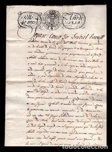 Manuscritos antiguos: L18-4-10 Fiscal TIMBROLOGIA.- FERNANDO VII llamado el Deseado o el Rey Fel&oacute;n (1784-1833) Sello 4&ordm;