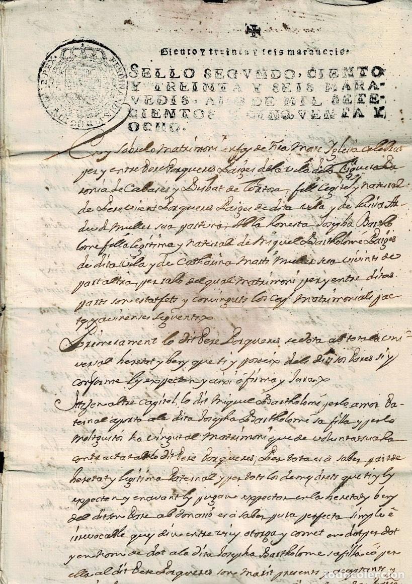 Manuscritos antiguos: L18-4-15 TIMBROLOGIA.- CARLOS IIII (1759-1788) Sello 4&ordm; de 20 Maravedis - A&ntilde;o 1764 VER