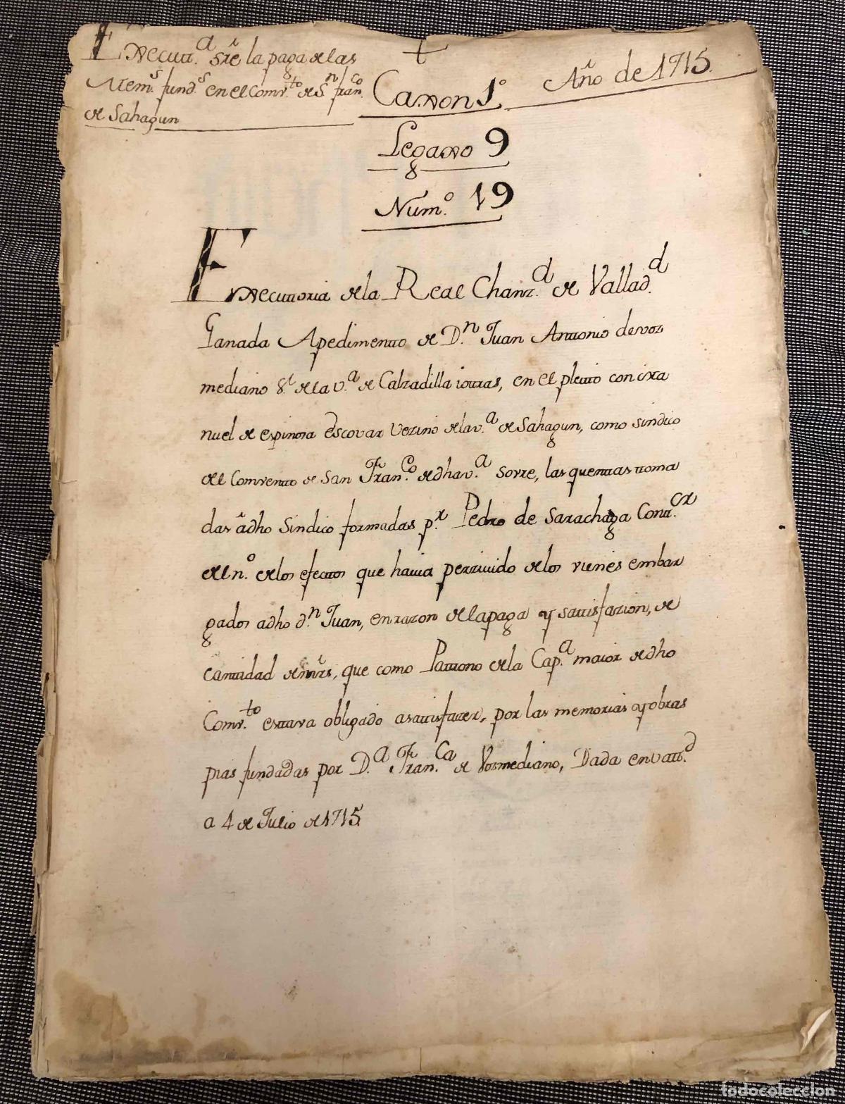 Manuscritos antiguos: EJECUTORIA CHANCILLERIA DE VALLADOLID. EMBARGO DE BIENES Y DEUDAS CONVENTO S. FRANCISCO. SAHAGUN