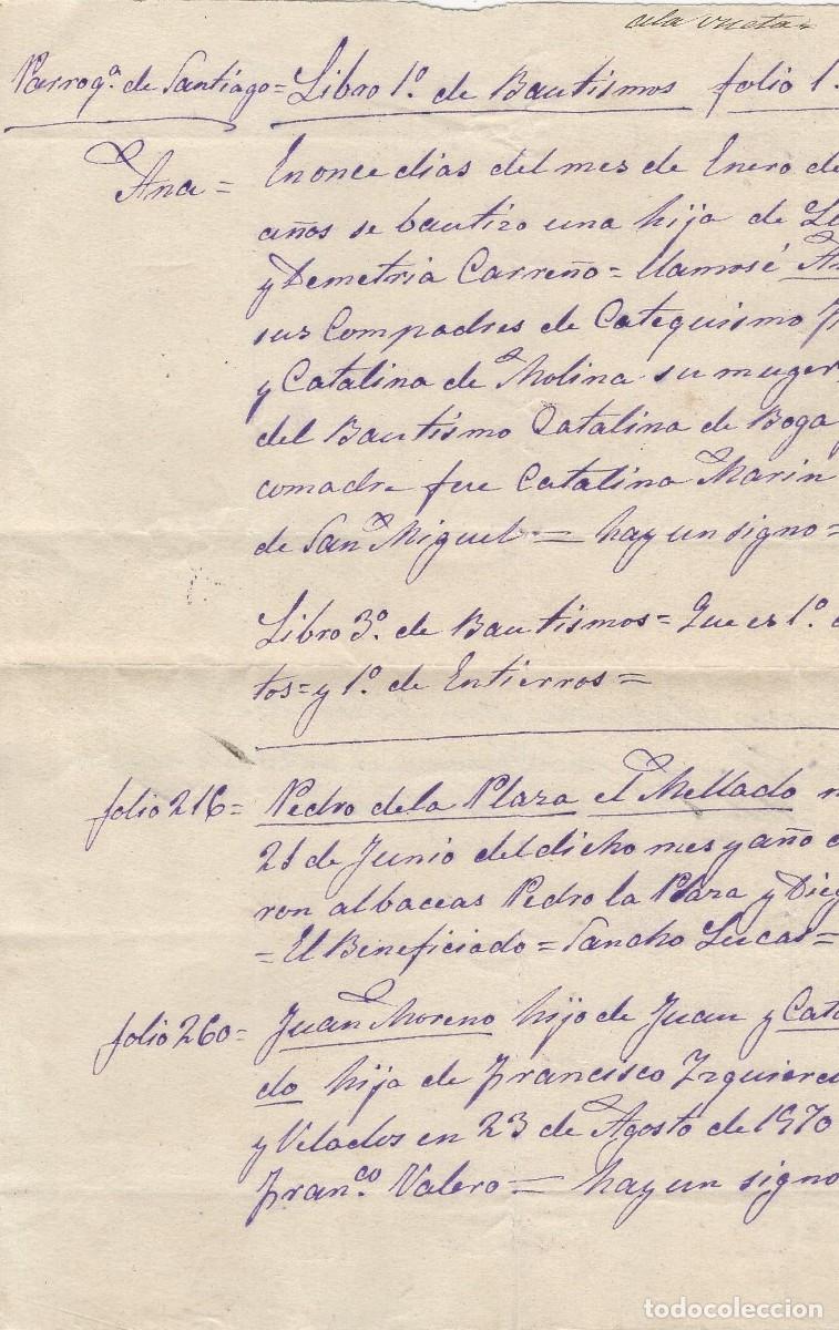Manuscritos antiguos: BAZA GRANADA FAMILIA GONZALEZ PADILLA JOAQUIN SANCHEZ CAMACHO 1 HOJA B03