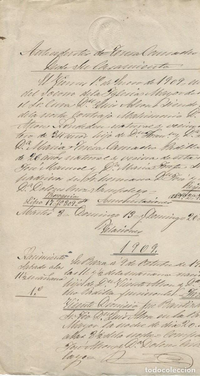 Manuscritos antiguos: BAZA GRANADA FAMILIA GONZALEZ PADILLA JOAQUIN SANCHEZ CAMACHO 2 HOJAS B03