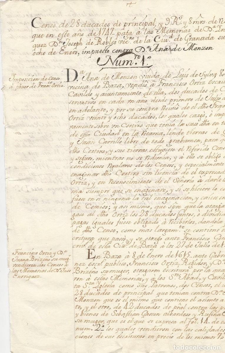 Manuscritos antiguos: BAZA GRANADA FAMILIA GONZALEZ PADILLA JOAQUIN SANCHEZ CAMACHO 1 HOJA B03