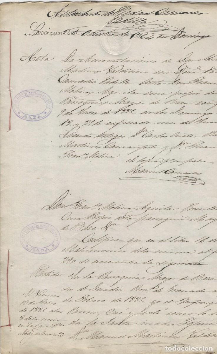 Manuscritos antiguos: BAZA GRANADA FAMILIA GONZALEZ PADILLA JOAQUIN SANCHEZ CAMACHO 6 HOJAS B03