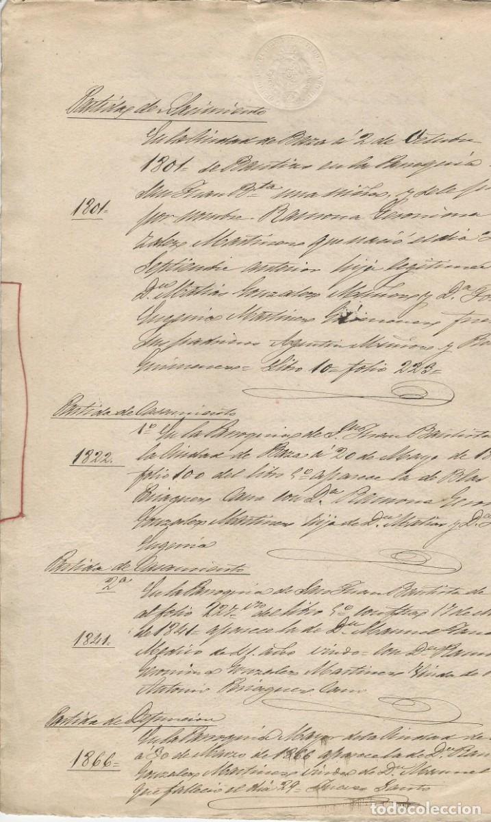Manuscritos antiguos: BAZA GRANADA FAMILIA GONZALEZ PADILLA JOAQUIN SANCHEZ CAMACHO 2 HOJAS B03