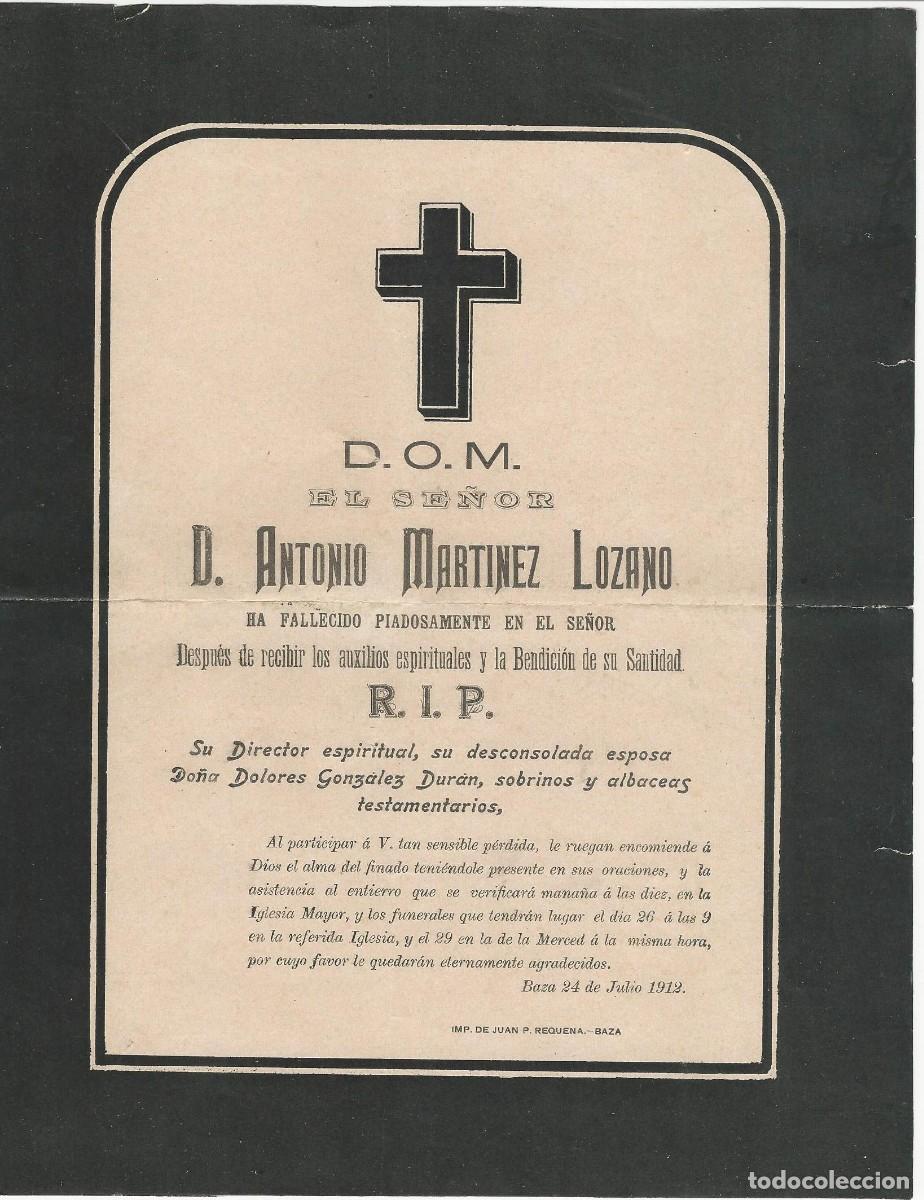 Manuscritos antiguos: BAZA GRANADA ESTAMPA RECORDATORIO MUY GRANDE JOAQUIN SANCHEZ CAMACHO 26X21 B03