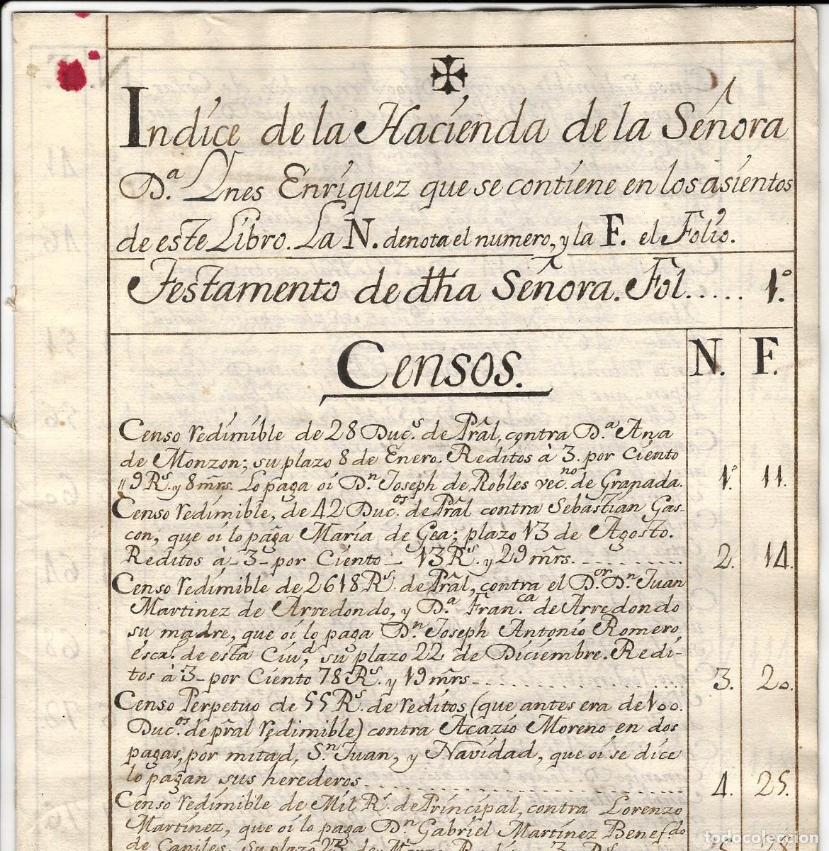 Manuscritos antiguos: BAZA GRANADA FAMILIA GONZALEZ PADILLA JOAQUIN SANCHEZ CAMACHO 4 HOJAS B03