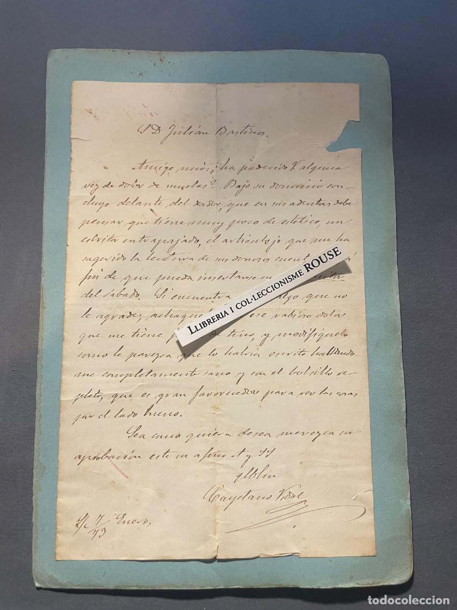 Manuscritos antiguos: CORRESPONDENCIA - ANTIGUA CARTA MANUSCRITA MANDADA POR CAYETANO VIDAL DE VALENCIANO , VILAFRANCA DEL