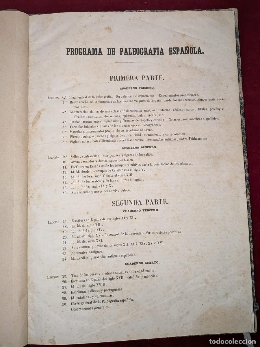 Manuscritos antiguos: PROGRAMA DE PALEOGRAFIA ESPA&Ntilde;OLA. CUATRO CUADERNOS MEDIADOS DEL SIGLO XIX.