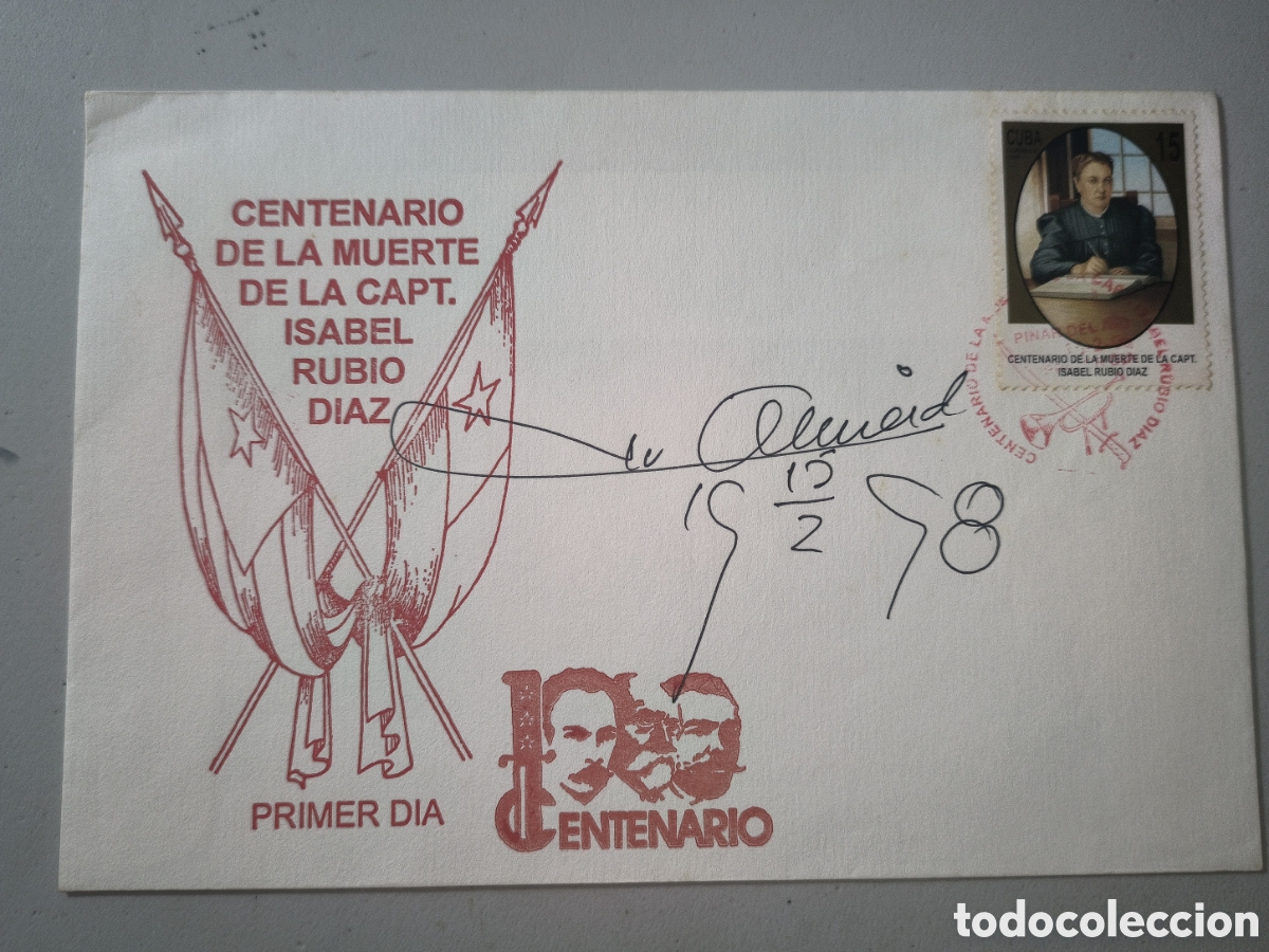 Manuscritos antiguos: Cuba,sobre con la firma del comandante Juan Almeida bosque,a&ntilde;o 1998.