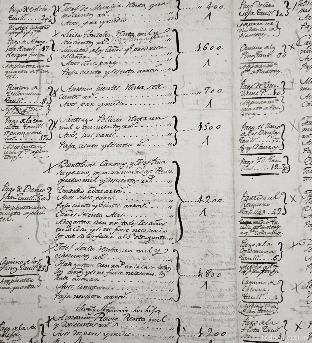 Manuscritos antiguos: 1779-1805-MURCIA-LIBRO DE RENTAS DEL REGIDOR-TIERRAS MORERALES-LA GRAN INDUSTRIA DE LA SEDA-ORIHUELA