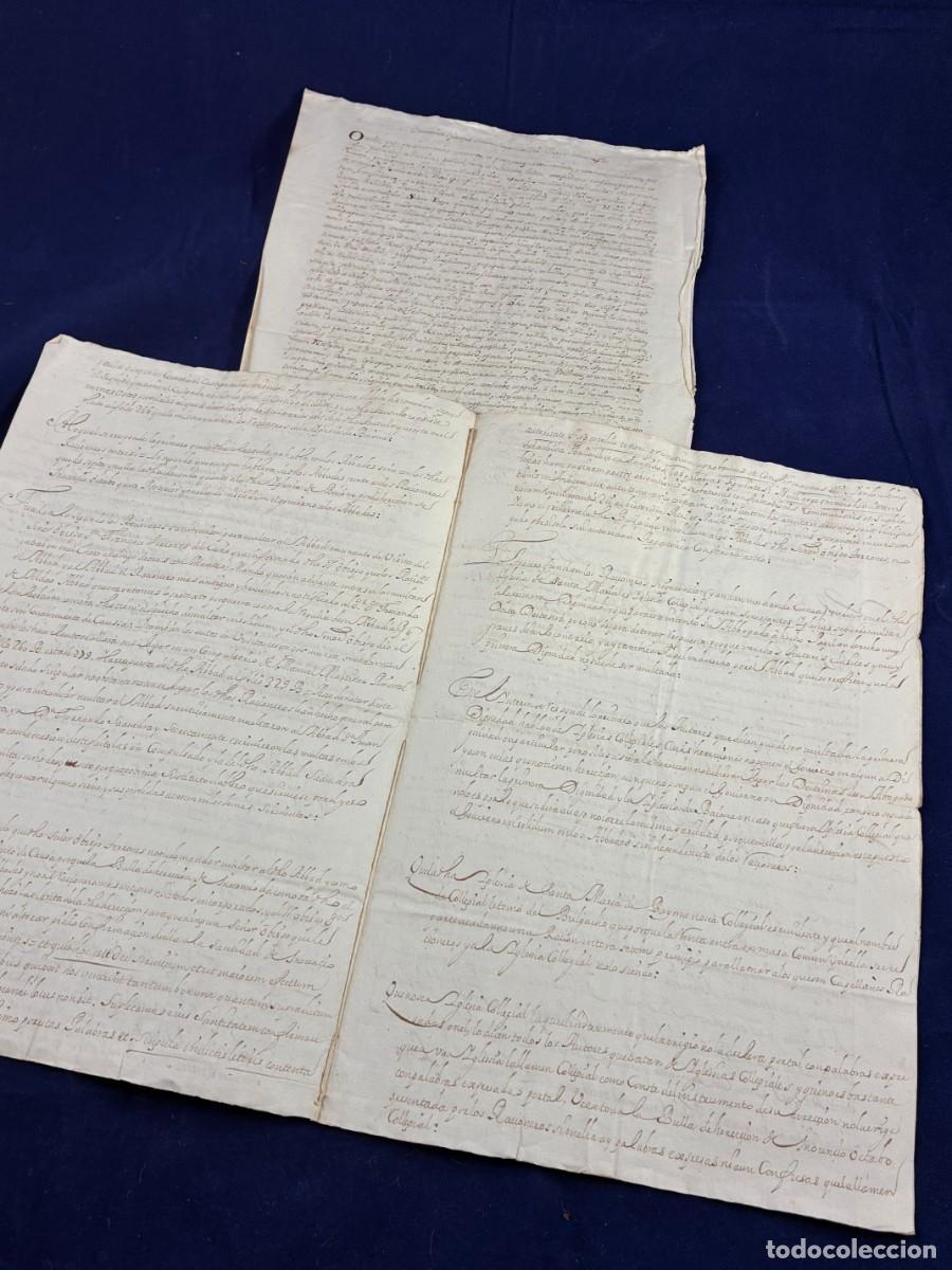 Manuscritos antiguos: Bula de Gregorio XIII Copia notarial de 1699 y pleito eclesi&aacute;stico de Bayona. Manuscritos originales