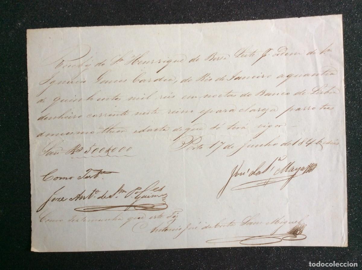 Manuscritos antiguos: Documento Hist&oacute;rico Manuscrito (1846) &ndash; Porto - Men&ccedil;&atilde;o Rara ao &rdquo;Banco de Lisboa&rdquo; - Bessa Leite