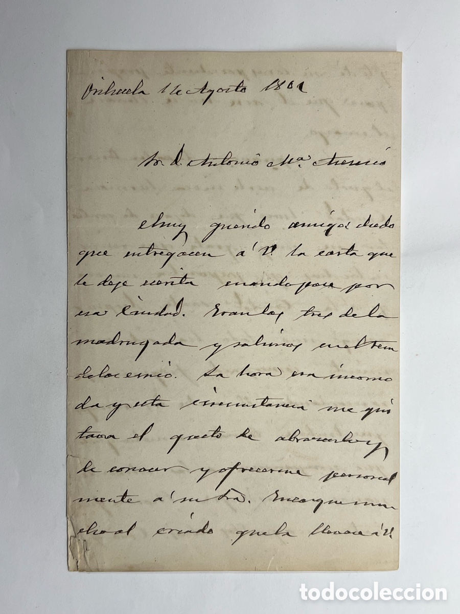 Manuscritos antiguos: ORIHUELA, Carta manuscrita D. Pedro Mar&iacute;a Cubero L&oacute;pez de Padilla..? Arzobispo de Orihuela (a.1862)