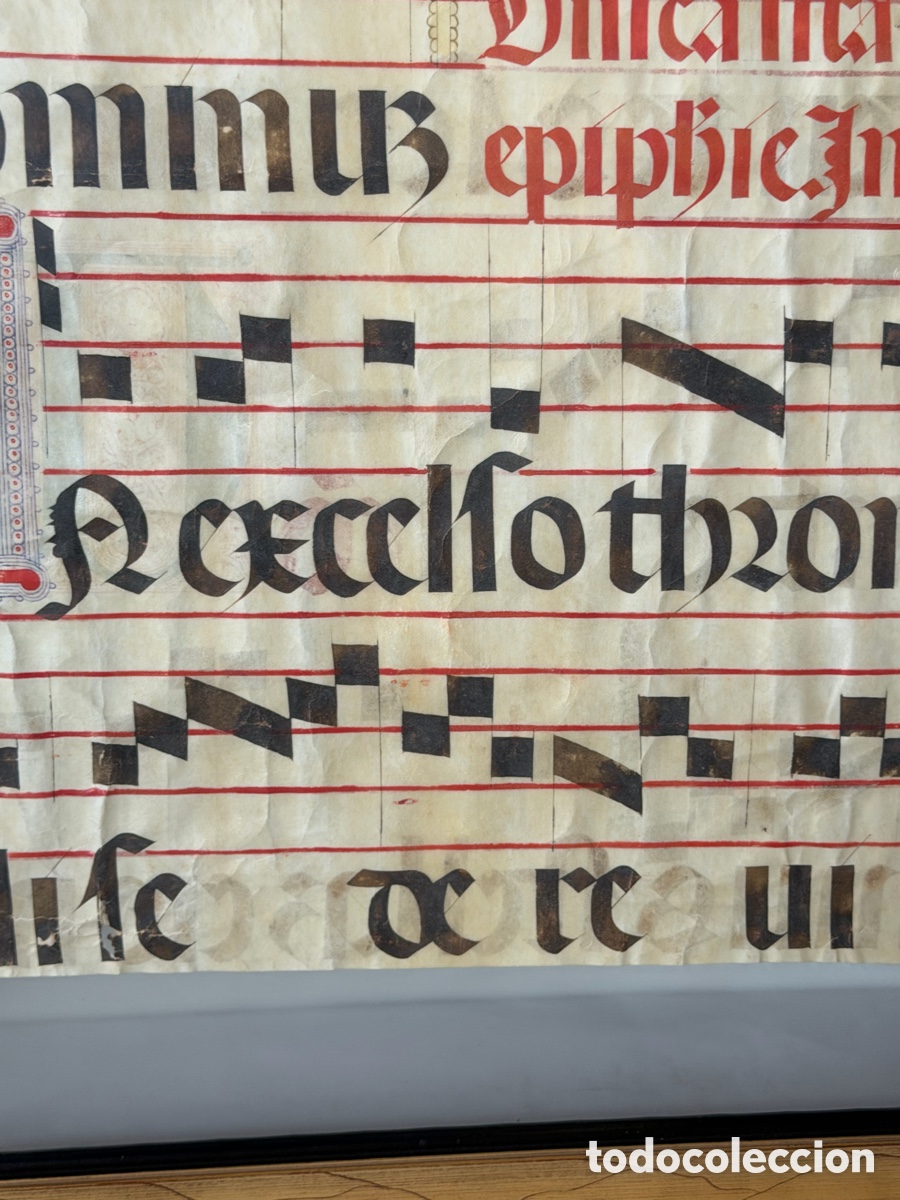 Manuscritos antiguos: Hoja pergamino cantoral xvi - Foto 6