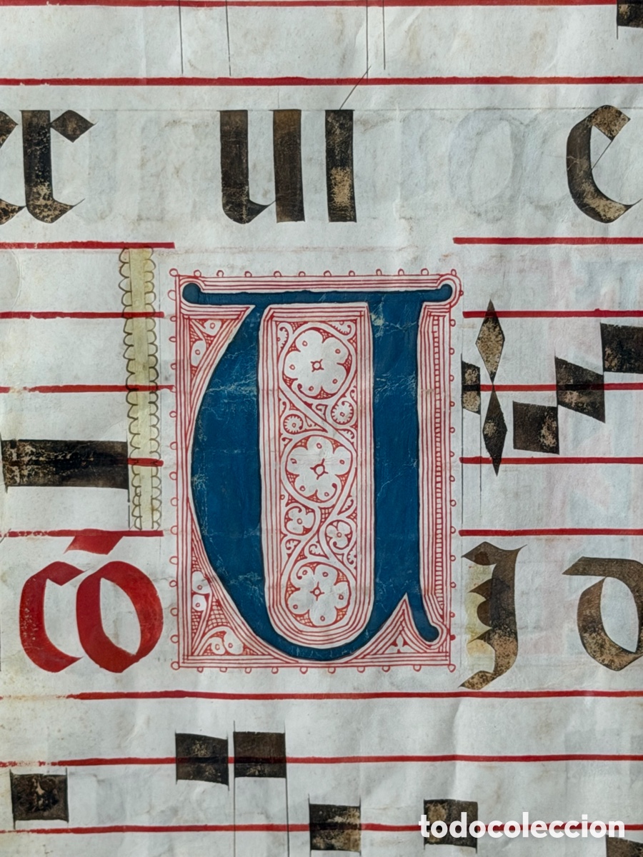 Manuscritos antiguos: Hoja pergamino cantoral xvi - Foto 17