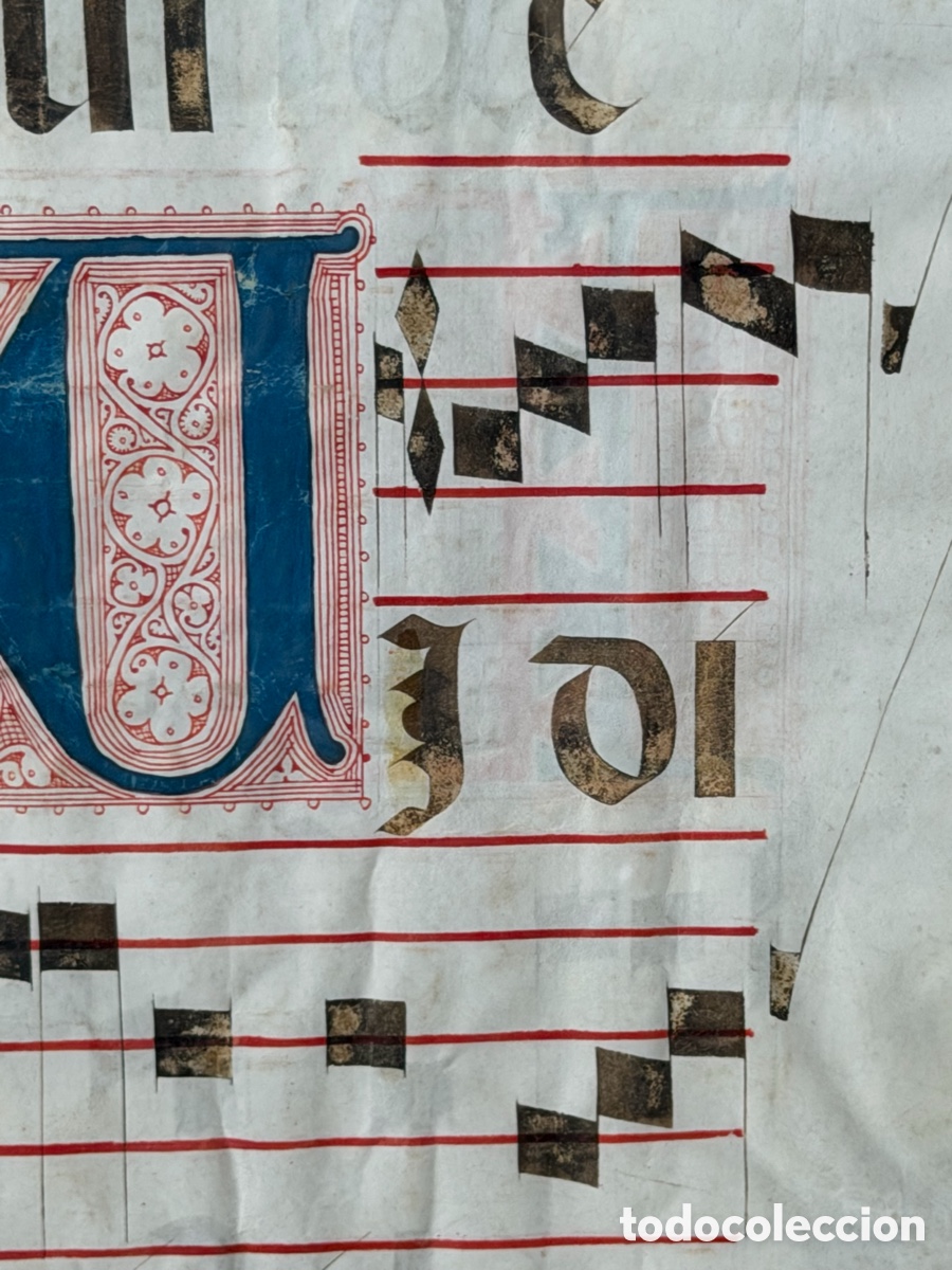 Manuscritos antiguos: Hoja pergamino cantoral xvi - Foto 18
