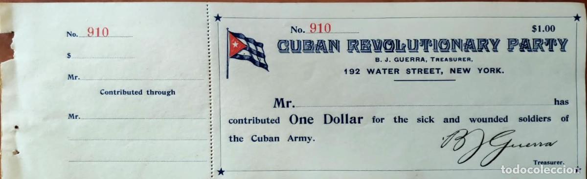 Manuscritos antiguos: 1892 Partido Revolucionario Cubano * New York * Ej&eacute;rcito Libertador de Cuba *