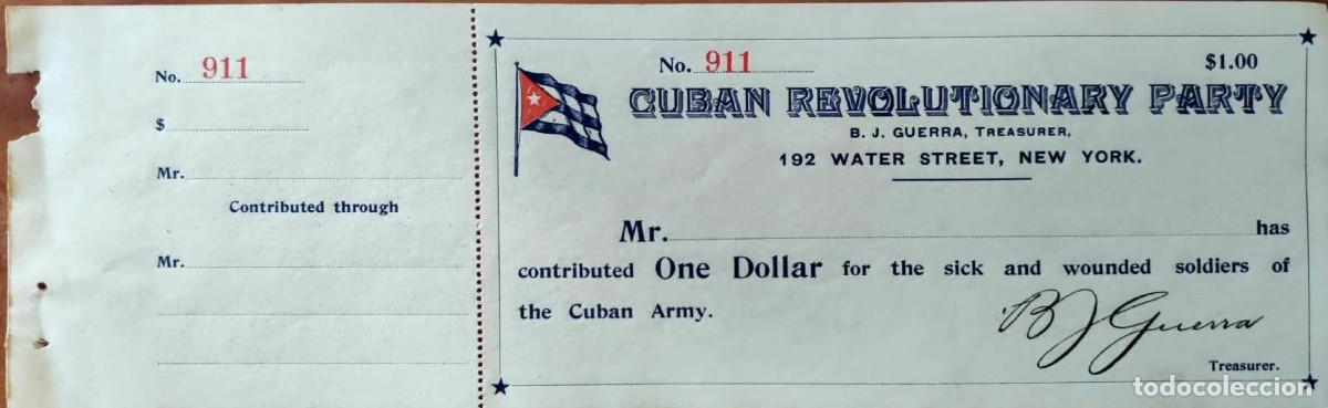 Manuscritos antiguos: 1892 Partido Revolucionario Cubano * New York * Ej&eacute;rcito Libertador de Cuba *