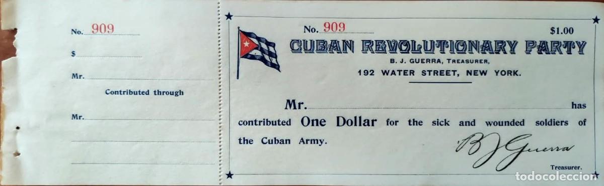 Manuscritos antiguos: 1892 Partido Revolucionario Cubano * New York * Ej&eacute;rcito Libertador de Cuba *
