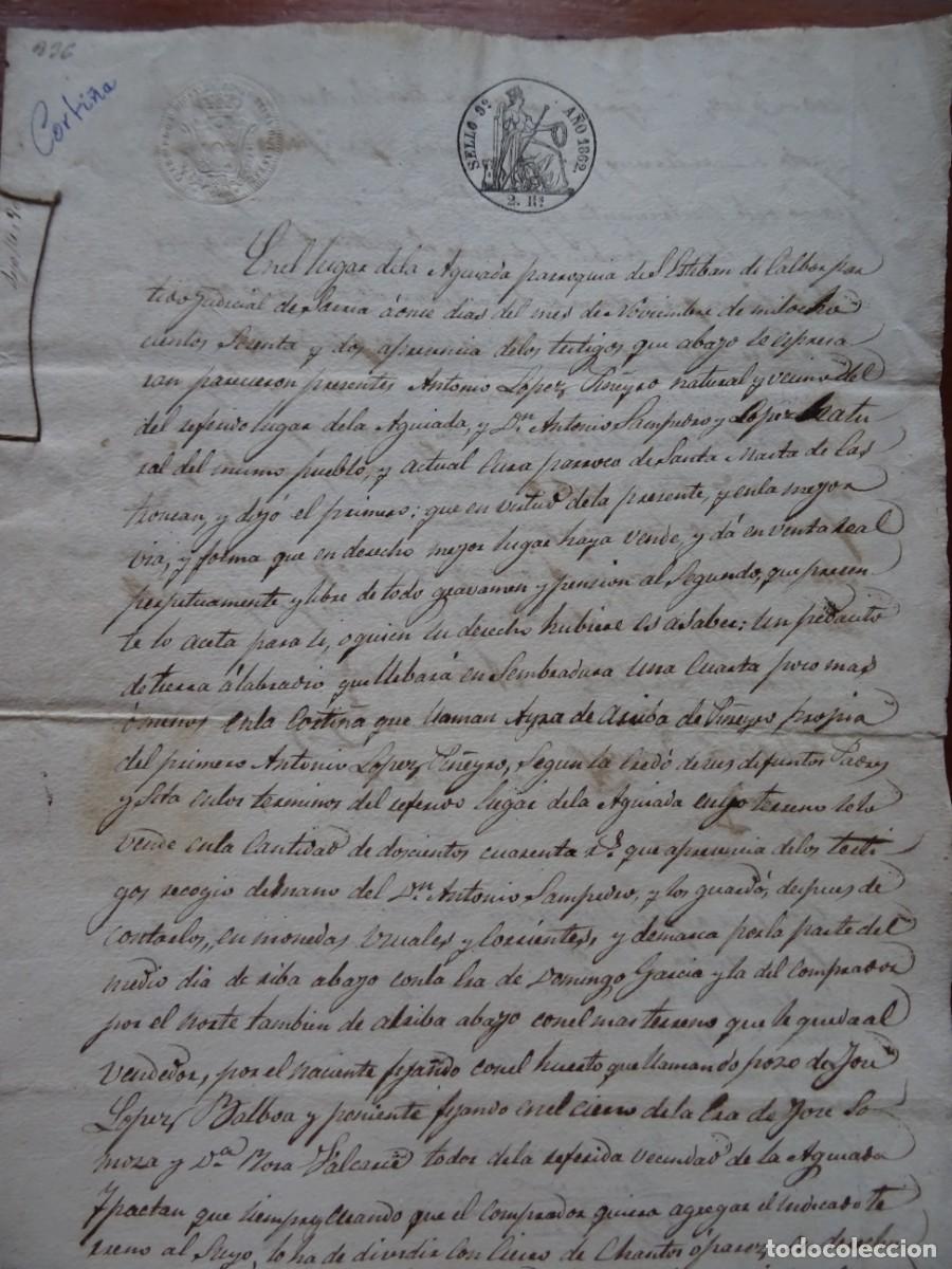 Manuscritos antiguos: Venta de tierra en la Aiguada, Sarria, Lugo, 1862, 3 pags