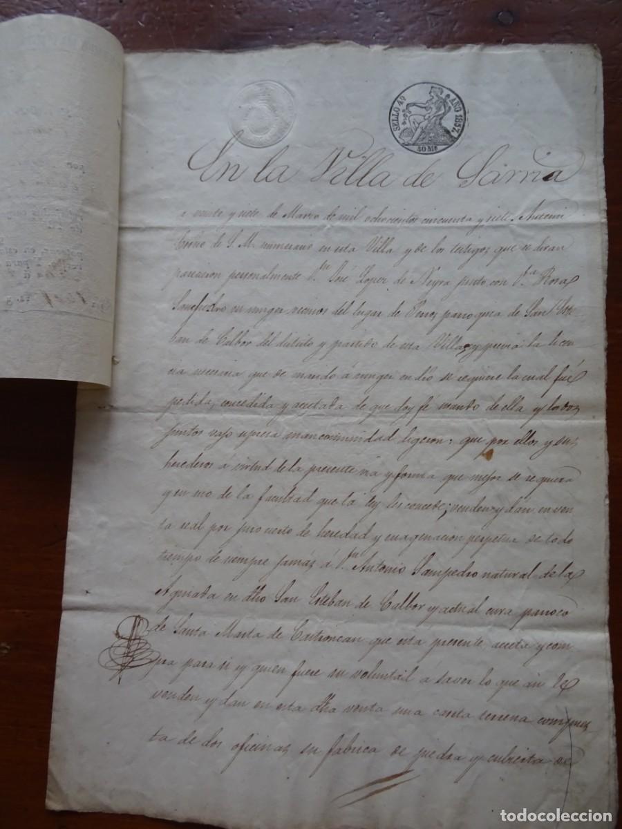 Manuscritos antiguos: San Esteban de Calbor, Sarria, Lugo, venta casa y cortina, 6 pags, 1857