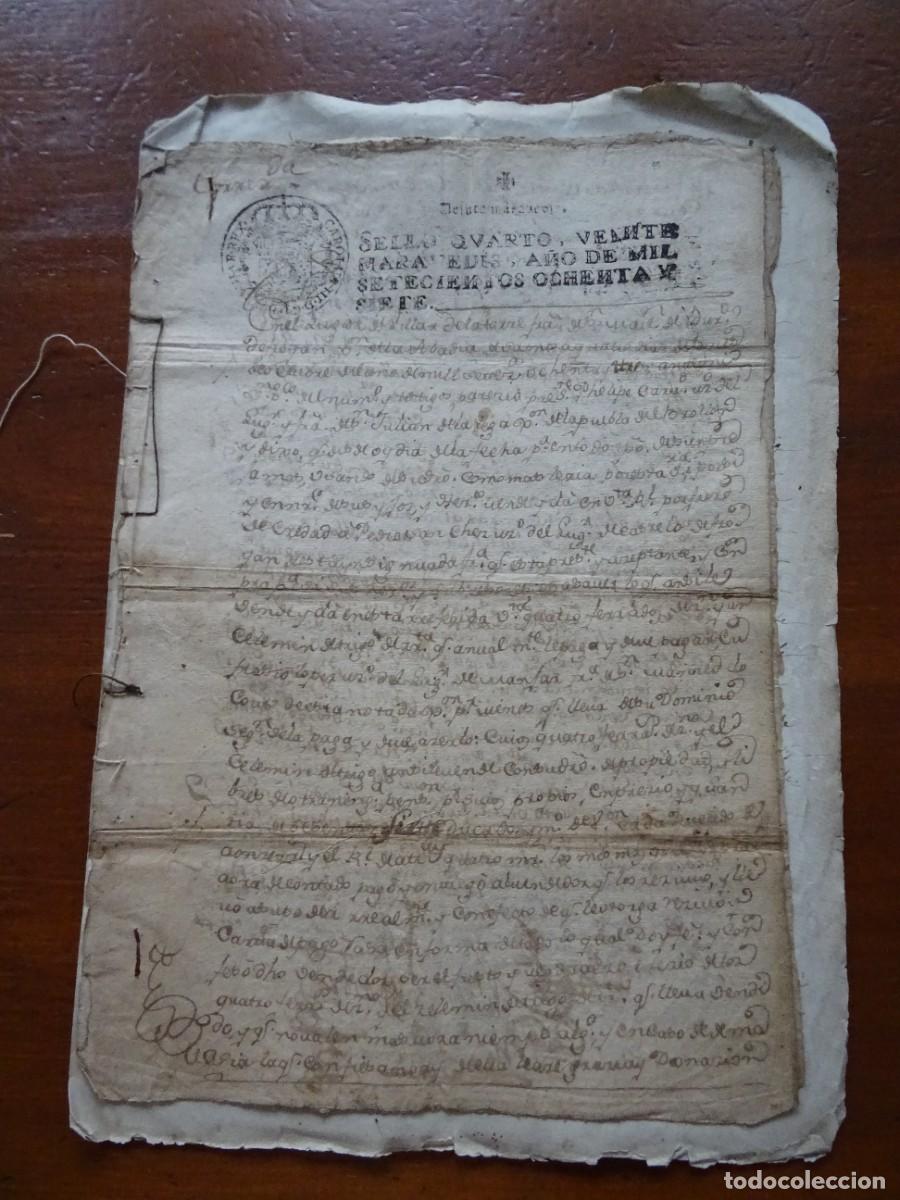Manuscritos antiguos: Samos, Lugo, venta de una renta de 4 ferrados de centeno y 1 celem&iacute;n trigo, dote, avenencia, 29 pags