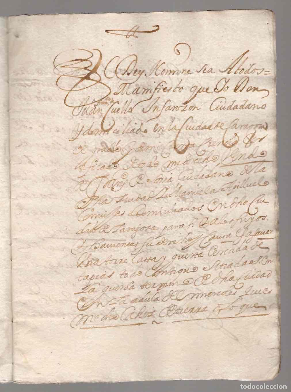 Manuscritos antiguos: DOCUMENTO DE LOACION Y BENDICION DE UNA TORRE CASA, ZARAGOZA, 1672 - Foto 2
