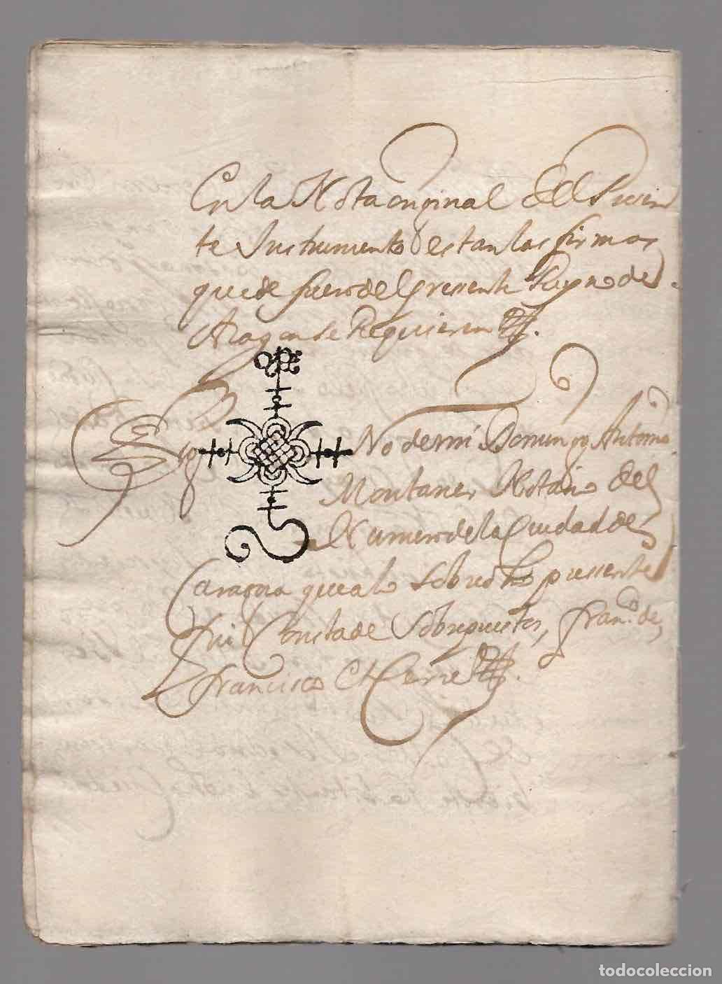 Manuscritos antiguos: DOCUMENTO DE LOACION Y BENDICION DE UNA TORRE CASA, ZARAGOZA, 1672 - Foto 5