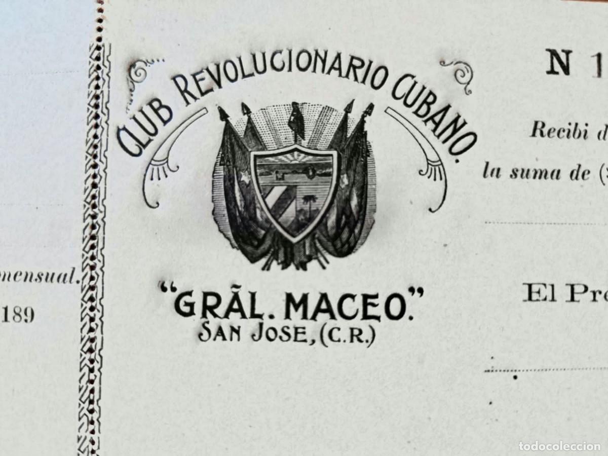 Manuscritos antiguos: 1890s San Jose Costa Rica * Partido - Club Revolucionario Cubano General Jose Maceo * Cuba