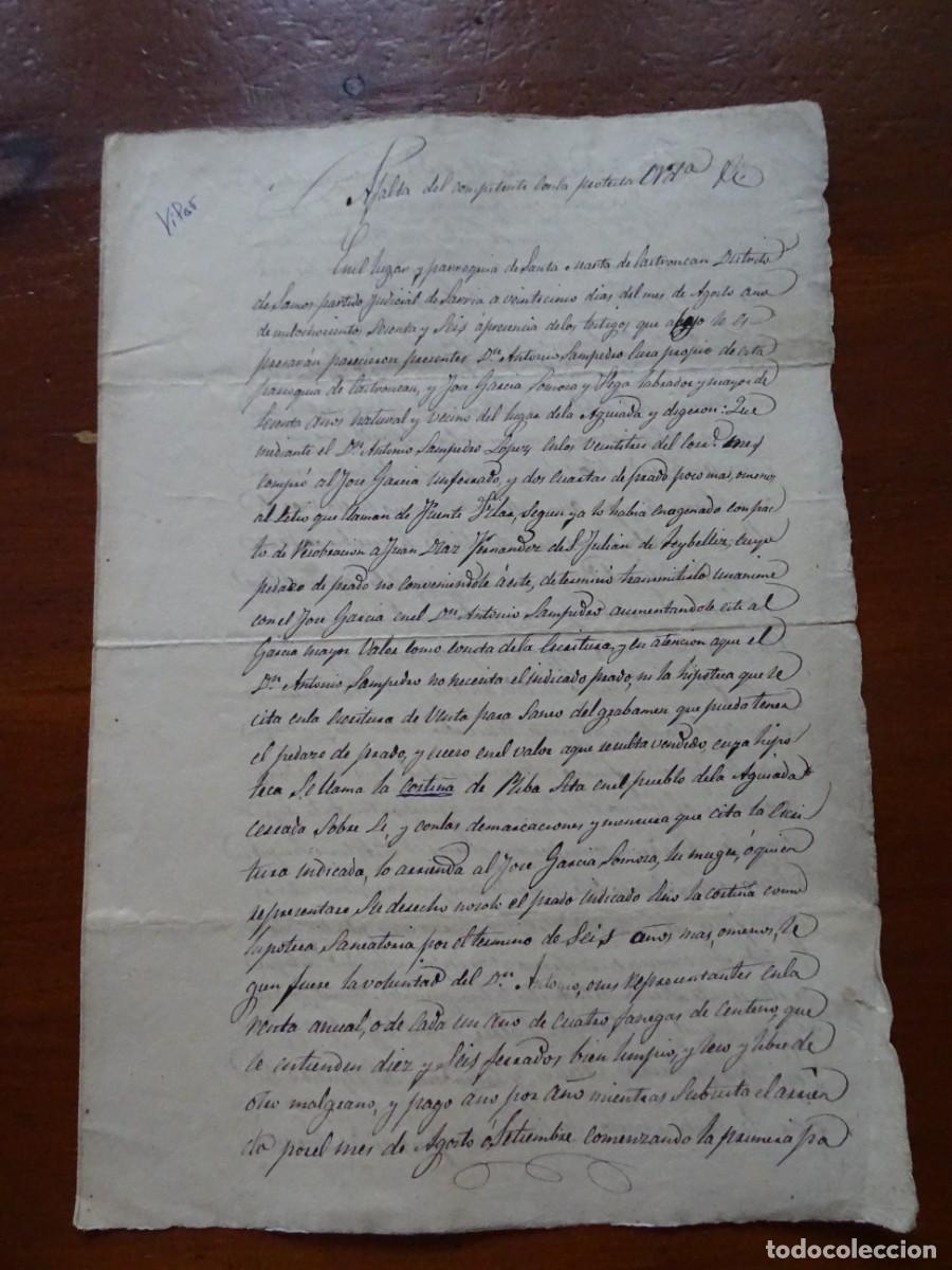 Manuscritos antiguos: Aiguada, Samos, arriendo cortina Riba Alta, 4 pqgs, 1866