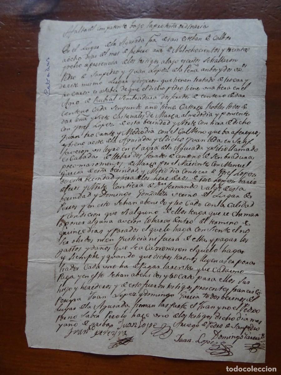 Manuscritos antiguos: Aguiada, trueque de predios, 1838, - Foto 1
