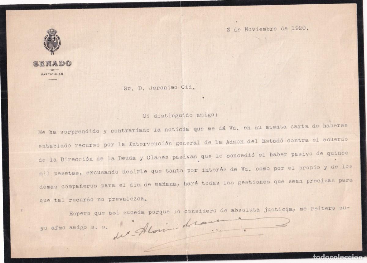 Manuscritos antiguos: Carta con membrete del Senado firmada por Miguel Maura Gamazo, uno de los hijos de Antonio Maura.