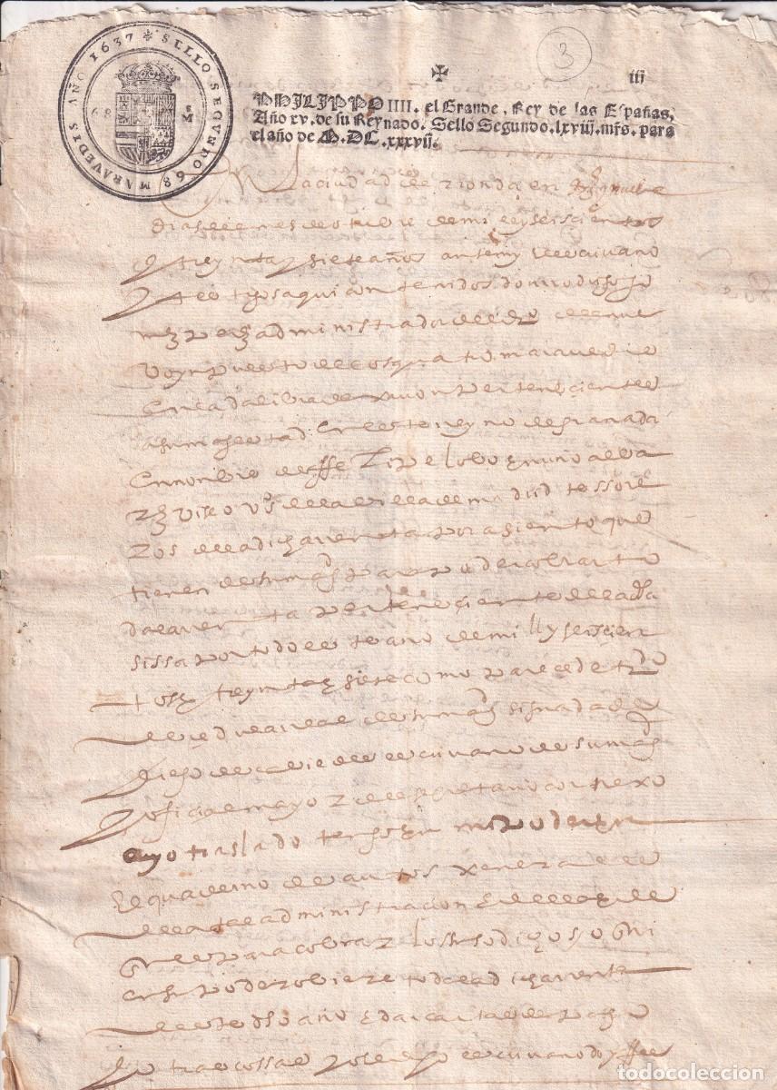 Manuscritos antiguos: Documento notarial formalizado en Ronda en 1637. 2 hojas.