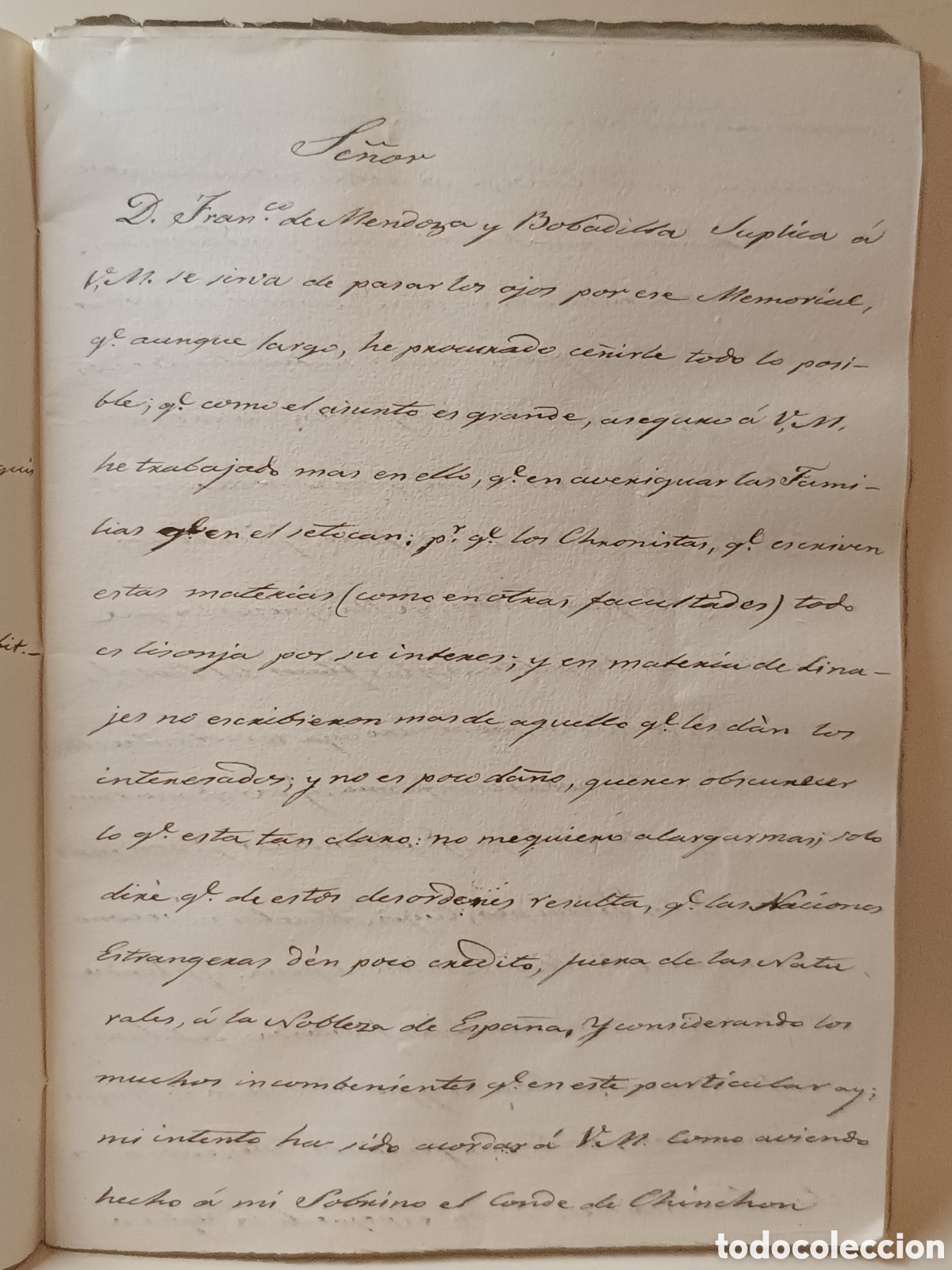 Manuscritos antiguos: MANUSCRITO S. XIX. TIZON DE LA NOBLEZA (MENDOZA) Y NOBLEZA DE VALENCIA- CORTES 1616 y 1645.