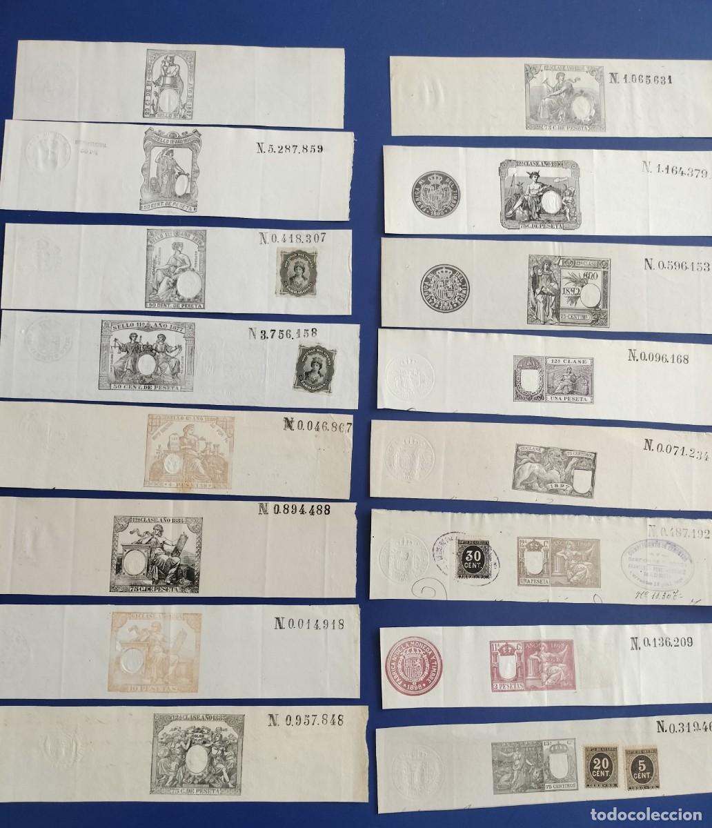 Manuscritos antiguos: FISCALES - TIMBROLOG&Iacute;A - LOTE DE 16 CABECERAS DE MANUSCRITOS - SIGLO XIX