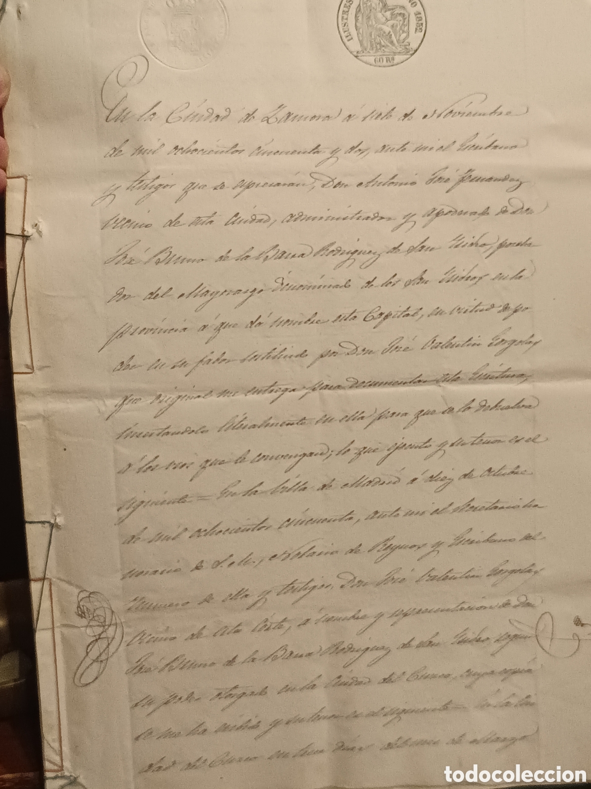 Manuscritos antiguos: MANUSCRITO (1852) PODER SOBRE MAYORAZGO EN ZAMORA OTORGADO EN CUZCO (PER&Uacute;) JOSE BRUNO DE LA BARRA.