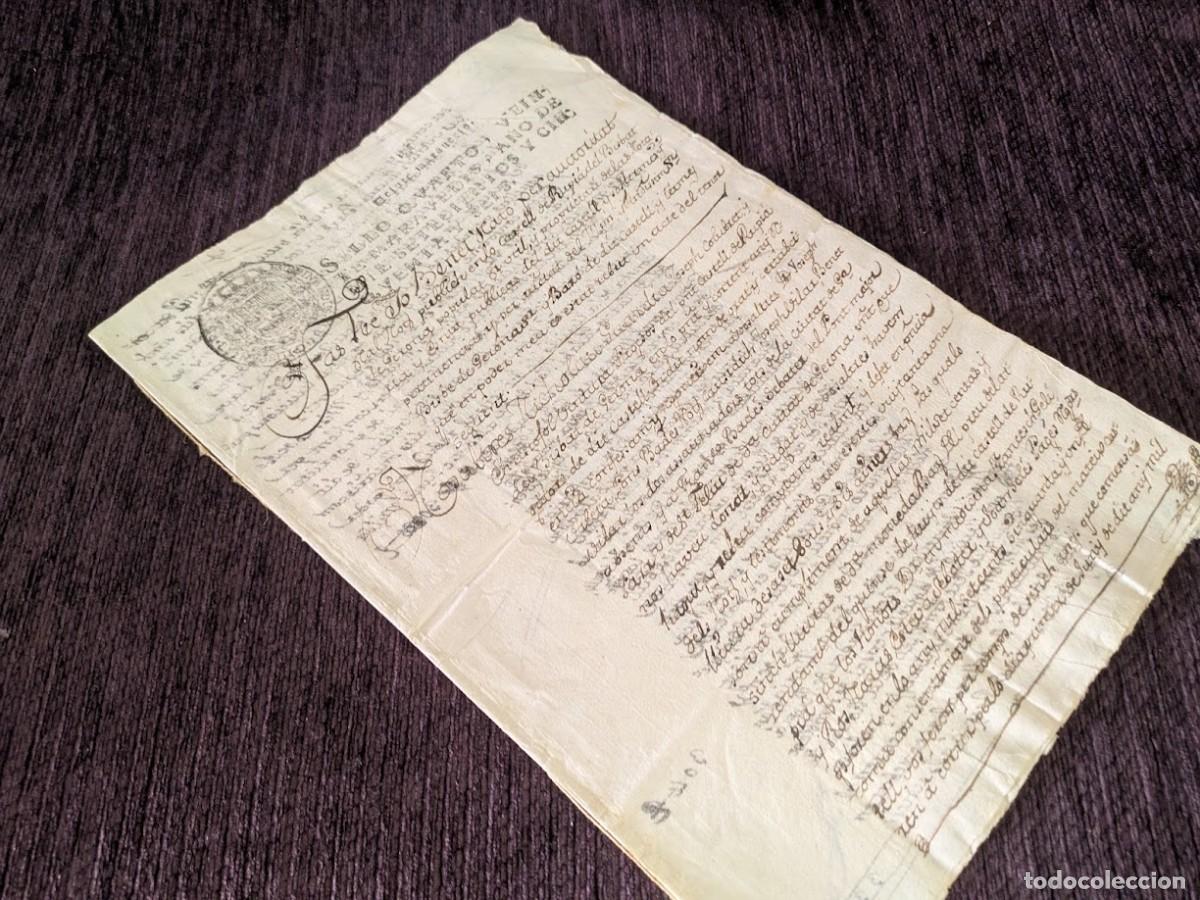 Manuscritos antiguos: Document del Bar&oacute; Benet Nat&oacute; del Castell de Rupia 1753 Girona