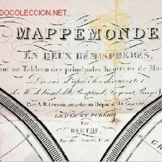 Mapas contemporáneos: ANTIGUO Y ORIGINAL MAPPEMONDE EN DOS HEMISFERIOS APROXIMADAMENTE 1829 - MIDE 90 X 63 CMS. - GRABADO. Lote 27136215