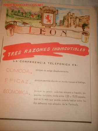 Contemporary maps: ANTIGUO MAPA DE LA PROVINCIA DE LEON CON PUBLICIDAD DE LA EPOCA.